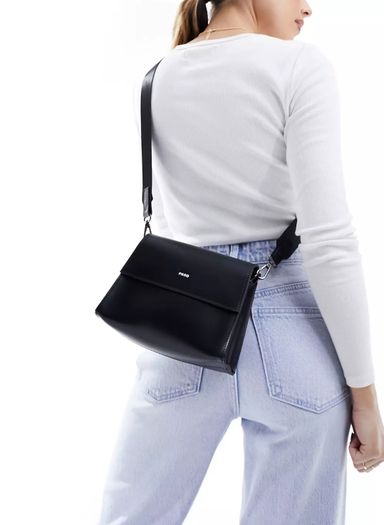 PASQ flapover classic crossbody bag in black