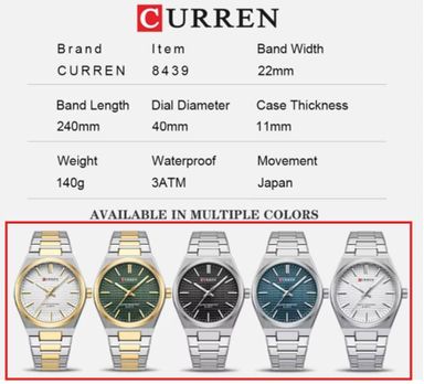 Montre CURREN bracelet en acier inoxydable 