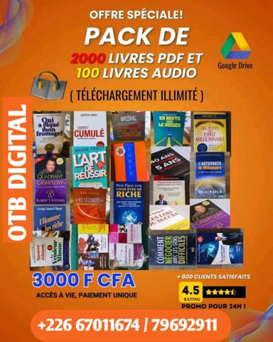 Pack de 2000 livres PDF et 100 livres Audio