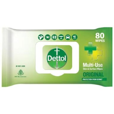 Dettol Multi-use Skin & Surface Wipes, 80 pcs