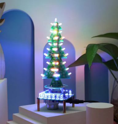 DIY DC 5.0V Christmas Music Tree Auto-Rotate Lamp – Festive and Interactive Decoration