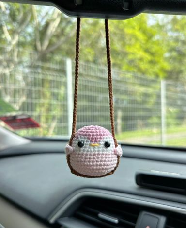 Crochet Animal On Swing Car Accessory