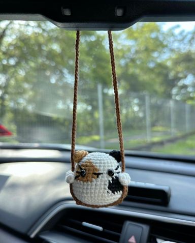 Crochet Animal On Swing Car Accessory