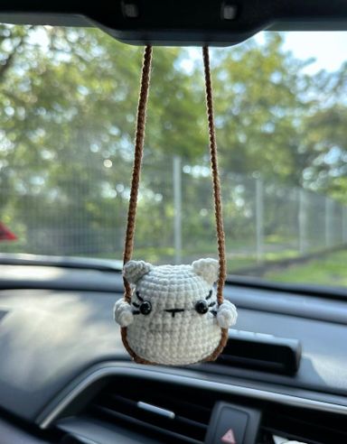 Crochet Animal On Swing Car Accessory