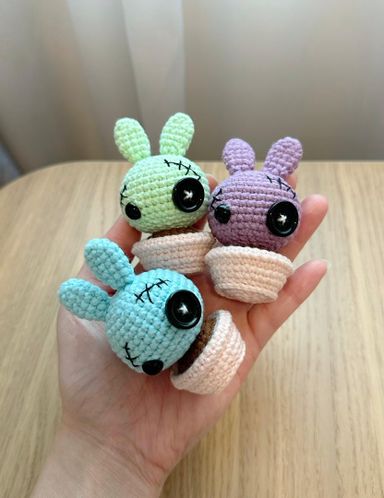 Crochet Halloween Bunny Keychain