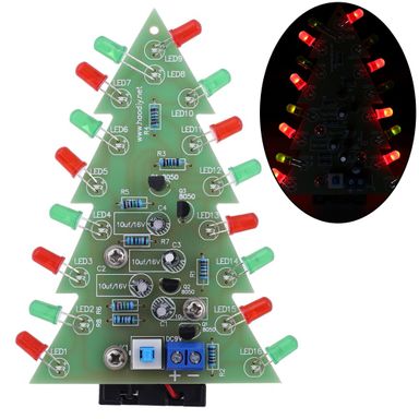 DC 9V DIY Electronic Kit Red/Green Flash Circuit Board LED Christmas Tree – Create Festive Atmosphere