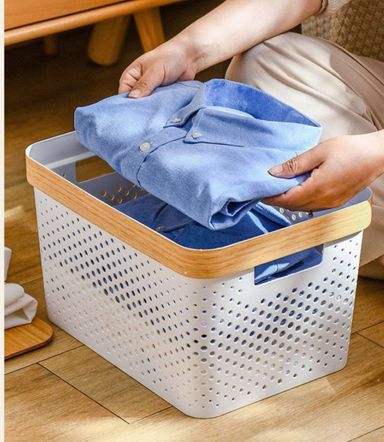 3pcs nordic multipurpose storage baskets with goldish lining