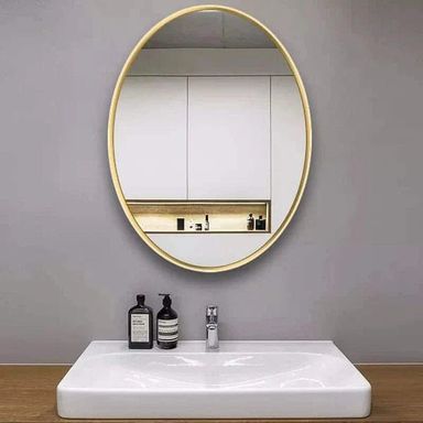 Oval gold vanity mirror 