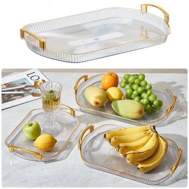 Acrylic rectangular Vanity Tray with Gold Handles