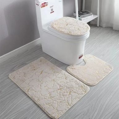 Marble pattern 3pcs bathroom mats 