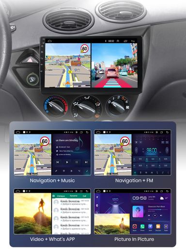 Rádio 9" android Ford Fiesta e Focus WIFI GPS 1/16GB