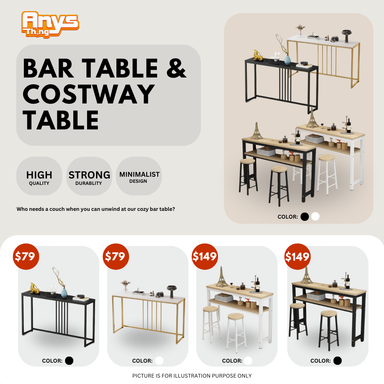 Bar Table & Cost Way Table