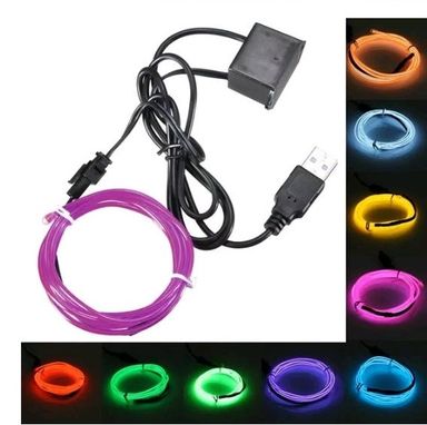 3M Single Color 5V USB Flexible Neon EL Wire – Bendable and Vibrant Lighting Solution (ORANGE)