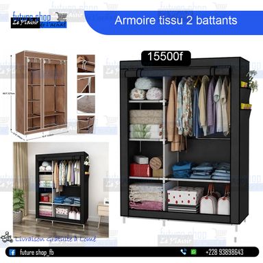 Armoire tissu 2 Battants 