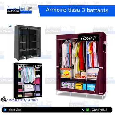 Armoire tissu 3 Battants 