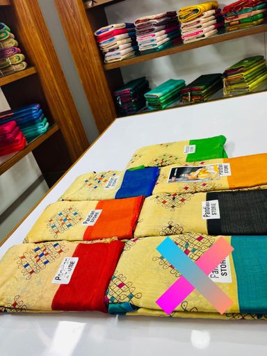 Pandian Stores Sarees - Cotton Silk - Kolam Design