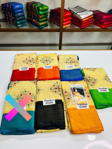 Pandian Stores Sarees - Cotton Silk - Kolam Design