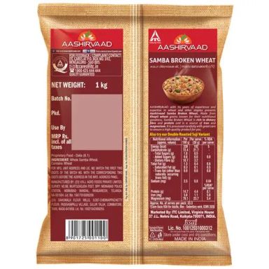 Aashirvaad Samba Broken Rava - Made From 100% Khapli Wheat, Rich In dietary fibre, 1 kg