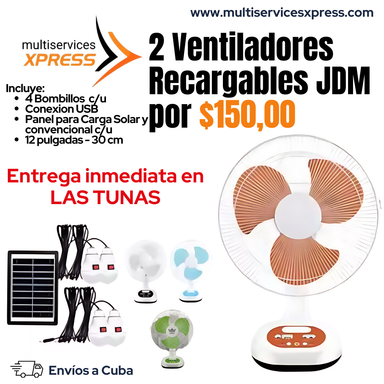 DOS VENTILADORES RECARGABLES JDM POR $150