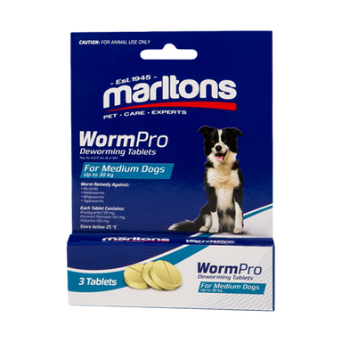 MARLTONS WORMPRO MEDIUM DOGS 11 - 30KGS(3 TABS) 