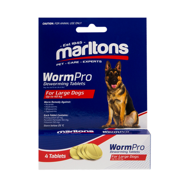 MARLTONS WORMPRO LARGE DOGS 31 - 40KGS(4 TABS) 