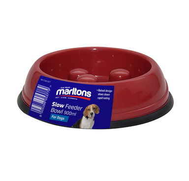 MARLTONS SLOW FEEDER PLASTIC BOWL RED