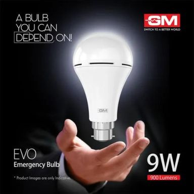 GM Evo 9 Watt Emergency Inverter Bulb - Environment Friendly, Provides White, Cool Day Light, 1 pc