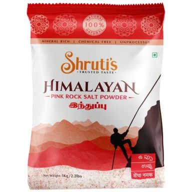 Shruti's Himalayan Pink Rock Salt Powder - 100% Natural, Rich In Minerals, Chemical Free, 1 Kg Pouch