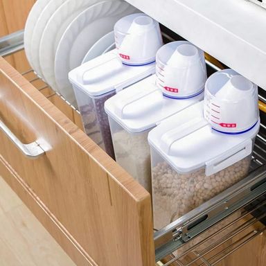 Cereal  Storage Container with measuring cup and handle
