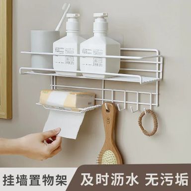 Heavy duty rectangular Self-Adhesive bathroom rack 