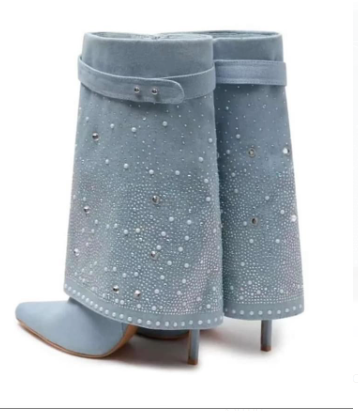 Denim foldable boots