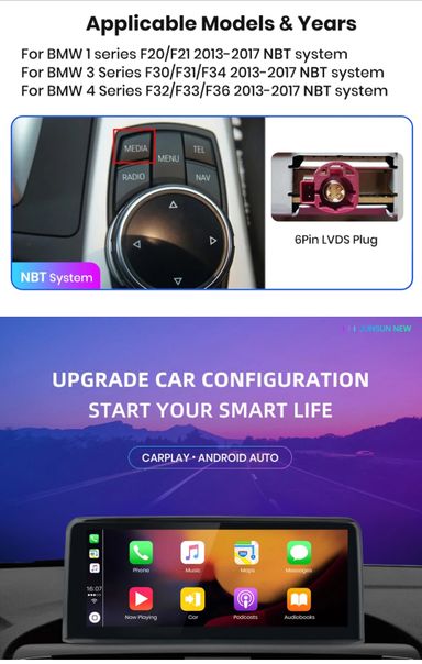 Rádio 10,25" android 4/64GB BMW série 3 e 4 CARPLAY 8Core GPS 4G