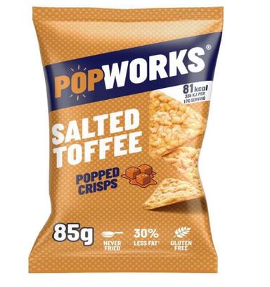 ⭐️REDUCED PRICE⭐️Popworks salted caramel popped crisps 12x85g bbe 29/6/24 10 cases  