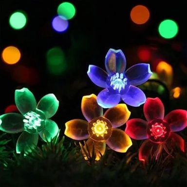 Quace Fairy String Lights - Multi Colour Silicone Blossom Flower, 16 LED, 3 m, Series Lights For Festival, Diwali Home Decoration, 1 pc