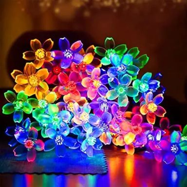 Quace Fairy String Lights - Multi Colour Silicone Blossom Flower, 16 LED, 3 m, Series Lights For Festival, Diwali Home Decoration, 1 pc