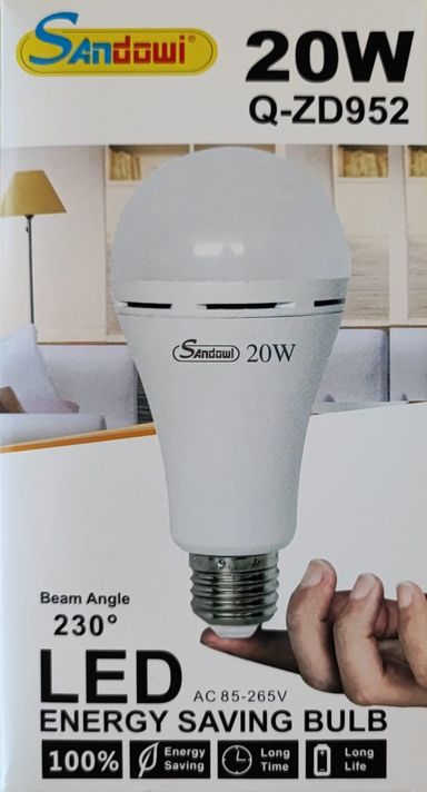 Sandowi 20watt E27 Super Bright Smart Rechargeable Emergency LED bulb