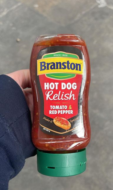 Branston hot dog relish tomato and red pepper 6x350g bbe 07/24 5 cases 