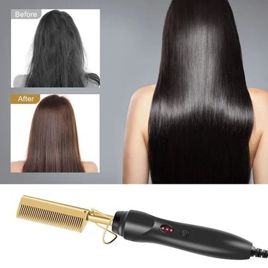 Electric hair  straightening & curling hot comb 