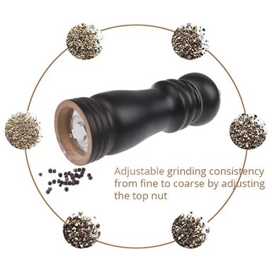 Wood salt / Pepper Grinder Mill Adjustable Stainless Steel Grinder 