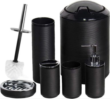 6pcs Bathroom Accessories Set with dent on the trashcan  lid 