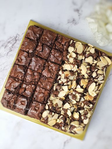 Fudgy Brownies with Half Almond Half Choc Chips 