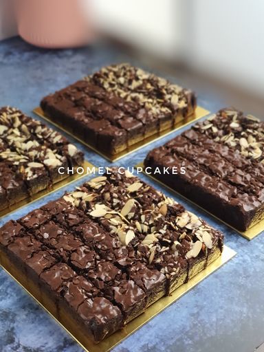 Fudgy Brownies with Half Almond Half Choc Chips 