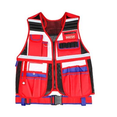 Gilet Utilitaire Rouge avec Multiples Poches EMTOP