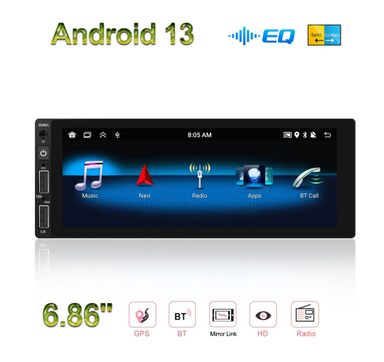 Rádio 1din android 13 2/64GB 6,9 POLEGADAS CARPLAY GPS WIFI rds 