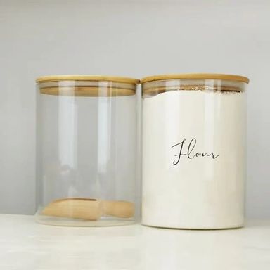 Large Capacity Glass Storage Containers with Bamboo Lids