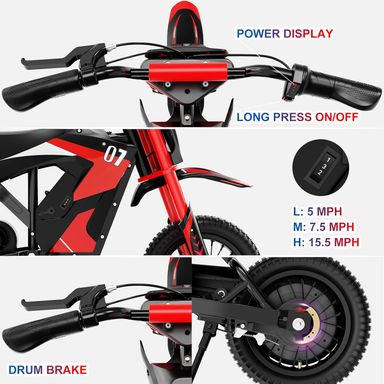 Electric Motorcycle EV12M w/Evercross Logo-300W Motor-36V/4AH-E-Bike for Kid