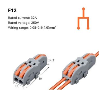 2 into 1 Pin Splitter Out Fast Push-in Electrical Connector Terminal Block