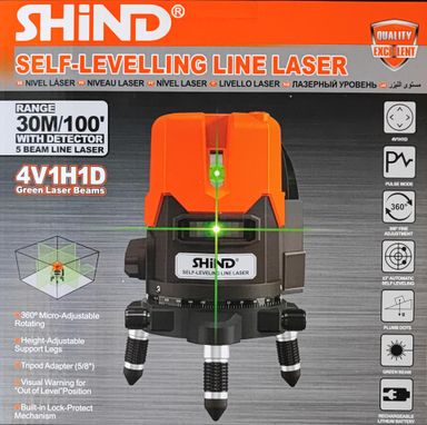 SHIND High Quality 30Meter 5 Beam 4V1H1D Laser Level – Versatile and Accurate Tool for Leveling and Alignment