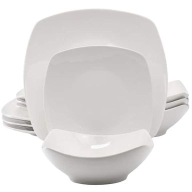 GIBSON BLANCA CAFE 12PC SQ D/WARE SET, WHITE