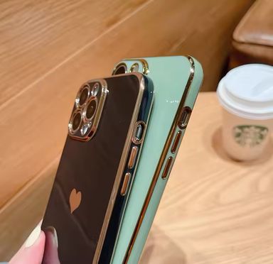 iPhone Case Soft Love Heart Electroplated Case For iPhone 11 12 13 14 15 Pro Max XS Max X XR 7 8 Plus SE 2020 Mini Shockproof Silicone Cover